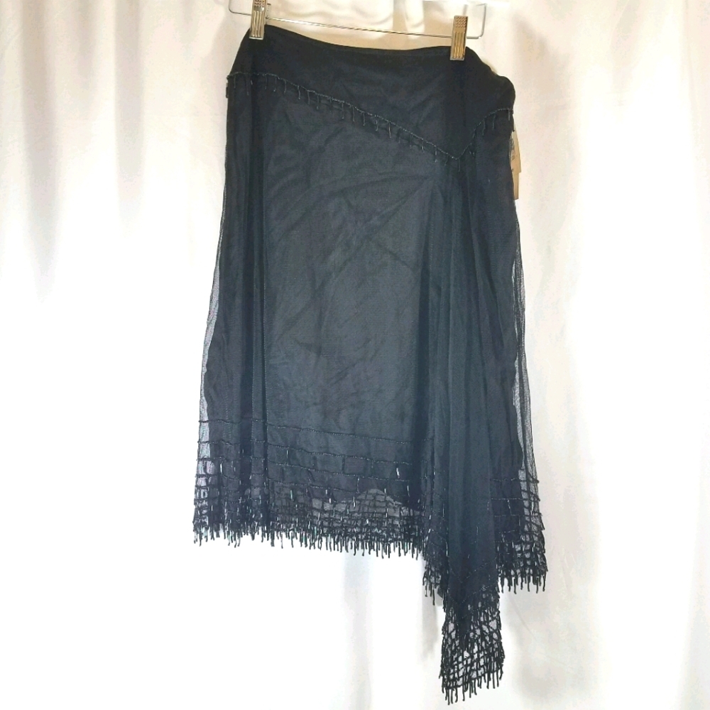 French Connection Black Beaded Skirt 2 NWT